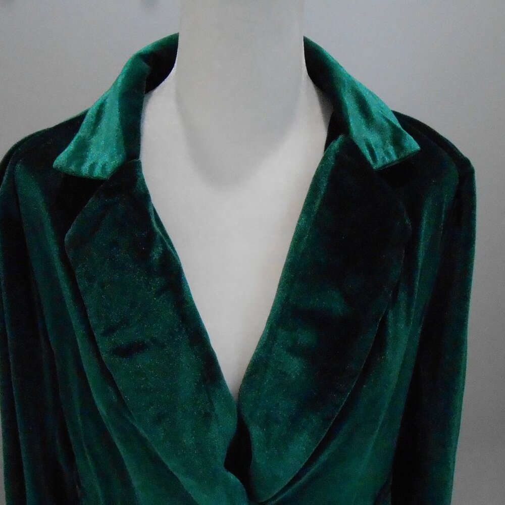 Women's Dark Green Velvet One Button Lapel Collared Blazer Slim Fit Jacket Sz-L? - Picture 7 of 7
